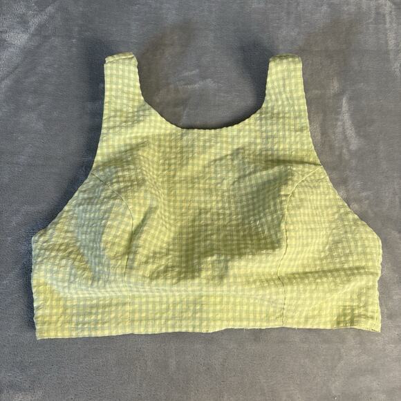 Le Lis Picnic Crop Top Women's M Green Gingham‎ Open Back High Neck Sleeveless - Picture 5 of 5